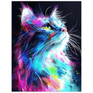 Artery8 Birman Cat Lover Neon Glowing Blue Pink Portrait For Living Room Extra Large XL Wall Art Poster Print Artery8 Birman Cat Lover Neon Glowing Blue Pink Portrait For Living Room Extra Large XL Wall Art Poster Print