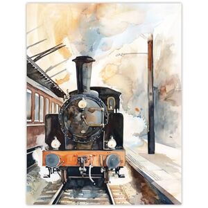 Artery8 Vintage Travel Steam Train Front View Watercolour Living Room Extra Large XL Wall Art Poster Print Artery8 Vintage Travel Steam Train Front View Watercolour Living Room Extra Large XL Wall Art Poster Print