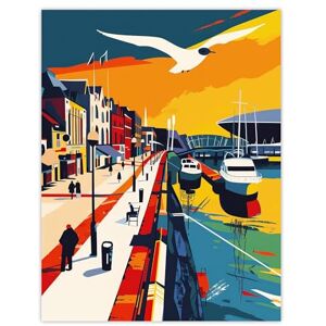 Artery8 Bright Colourful Cardiff Bay Artwork Bold Sunset Living Room Extra Large XL Wall Art Poster Print Artery8 Bright Colourful Cardiff Bay Artwork Bold Sunset Living Room Extra Large XL Wall Art Poster Print