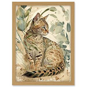 Artery8 Spotted Fur Coat Bengal Cat in Nature Pastel Watercolour Illustration Artwork Framed A3 Wall Art Print Artery8 Spotted Fur Coat Bengal Cat in Nature Pastel Watercolour Illustration Artwork Framed A3 Wall Art Print