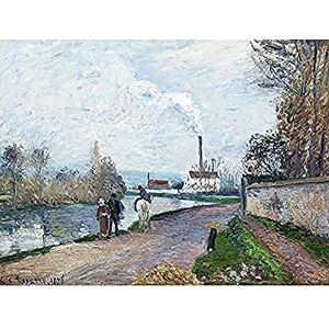 Fine Art Prints Pissarro The Oise Near Pontoise in grauem Wetter, Kunstdruck auf Leinwand, Premium-Wanddekoration, Poster Wandbild Fine Art Prints Pissarro The Oise Near Pontoise in grauem Wetter, Kunstdruck auf Leinwand, Premium-Wanddekoration, Poster Wandbild