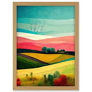 Doppelganger33 LTD Four Seasons Colourful Modern Country Landscape Painting Artwork Framed A3 Wall Art Print Doppelganger33 LTD Four Seasons Colourful Modern Country Landscape Painting Artwork Framed A3 Wall Art Print