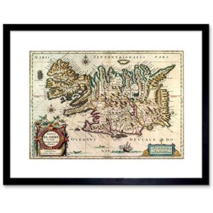 Wee Blue Coo Map Antique 1630 Blaeu Iceland Framed Wall Art Print Wee Blue Coo Map Antique 1630 Blaeu Iceland Framed Wall Art Print