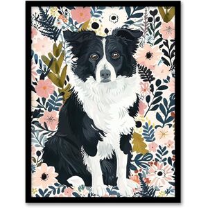 Artery8 Border Collie Dog Lover Pink Floral Portrait Living Room Artwork Framed Wall Art Print A4 Artery8 Border Collie Dog Lover Pink Floral Portrait Living Room Artwork Framed Wall Art Print A4