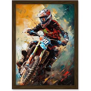 Artery8 Motocross Race Driver Sport Action Shot Painting Artwork Framed A3 Wall Art Print Artery8 Motocross Race Driver Sport Action Shot Painting Artwork Framed A3 Wall Art Print