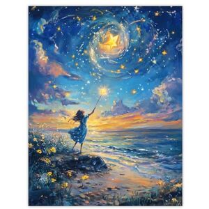 Artery8 Wish Upon A Star Magical Sky Beach Fantasy Art Nursery Kids Bedroom Extra Large XL Wall Art Poster Print Artery8 Wish Upon A Star Magical Sky Beach Fantasy Art Nursery Kids Bedroom Extra Large XL Wall Art Poster Print