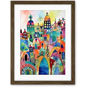 Artery8 Cityscape Abstract Folk Art Vibrant Multicoloured Watercolour Painting Artwork Framed Wall Art Print 18X24 Inch Artery8 Cityscape Abstract Folk Art Vibrant Multicoloured Watercolour Painting Artwork Framed Wall Art Print 18X24 Inch