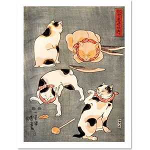 Wee Blue Coo Painting Animals Cats Different Poses Utagawa Kuniyoshi Japan Large Framed Art Print Poster Wall Decor 18x24 inch Wee Blue Coo Painting Animals Cats Different Poses Utagawa Kuniyoshi Japan Large Framed Art Print Poster Wall Decor 18x24 inch