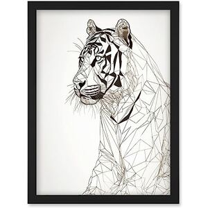 Artery8 White Tiger Line Drawing Polygon Stripes Pattern Artwork Framed Wall Art Print A4 Artery8 White Tiger Line Drawing Polygon Stripes Pattern Artwork Framed Wall Art Print A4