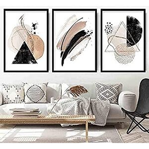 Artze Wall Art Abstract Wall Art Prints, 30 cm Width x 40 cm Height, Beige/Black/Gold Artze Wall Art Abstract Wall Art Prints, 30 cm Width x 40 cm Height, Beige/Black/Gold