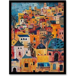Artery8 Moroccan Cityscape Artwork Colourful Exotic Ochre Living Room Artwork Framed Wall Art Print A4 Artery8 Moroccan Cityscape Artwork Colourful Exotic Ochre Living Room Artwork Framed Wall Art Print A4