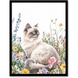 Artery8 Ragdoll Cat Lover Pet Wildflower Floral Portrait Living Room Artwork Framed Wall Art Print 18X24 Inch Artery8 Ragdoll Cat Lover Pet Wildflower Floral Portrait Living Room Artwork Framed Wall Art Print 18X24 Inch