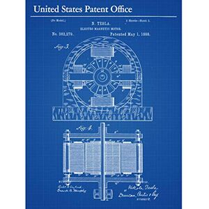 Artery8 Tesla Electro Magnetic Motor 1888 Vintage Side Patent Large Wall Art Poster Print Thick Paper 18X24 Inch Artery8 Tesla Electro Magnetic Motor 1888 Vintage Side Patent Large Wall Art Poster Print Thick Paper 18X24 Inch