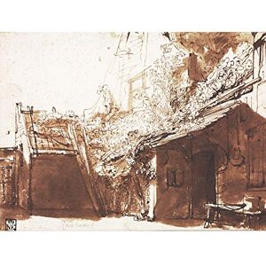Fine Art Prints Rembrandt niederländisches Bauernhaus in Licht und Schatten, ungerahmt, Wandkunstdruck, Poster, Heimdekoration, Premium Fine Art Prints Rembrandt niederländisches Bauernhaus in Licht und Schatten, ungerahmt, Wandkunstdruck, Poster, Heimdekoration, Premium