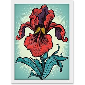 Artery8 Red Iris Flower Old School USA Tattoo Ink Body Rockabilly Americana 50s Artwork Framed A3 Wall Art Print Artery8 Red Iris Flower Old School USA Tattoo Ink Body Rockabilly Americana 50s Artwork Framed A3 Wall Art Print