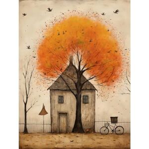Artery8 Country House Autumn Tree Oil Painting Orange Brown Bicycle on Fence Rural Life Large Wall Art Poster Print Thick Paper 18X24 Inch Artery8 Country House Autumn Tree Oil Painting Orange Brown Bicycle on Fence Rural Life Large Wall Art Poster Print Thick Paper 18X24 Inch