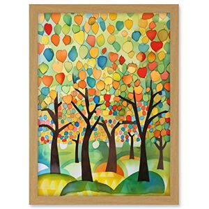 Artery8 Apple Tree Orchard Abstract Folk Art Landscape Watercolour Painting Artwork Framed A3 Wall Art Print Artery8 Apple Tree Orchard Abstract Folk Art Landscape Watercolour Painting Artwork Framed A3 Wall Art Print