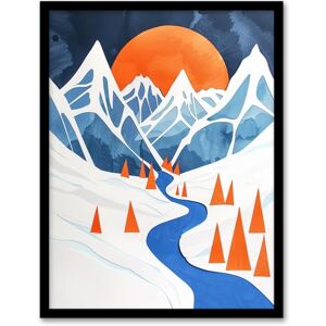 Artery8 Abstract River Mountain Winter Snow Landscape Living Room Artwork Framed Wall Art Print A4 Artery8 Abstract River Mountain Winter Snow Landscape Living Room Artwork Framed Wall Art Print A4