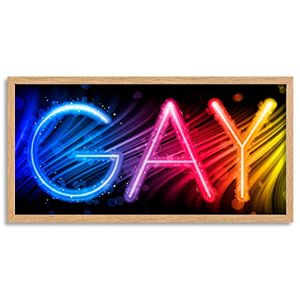 Wee Blue Coo Colourful GAY Sign Neon Light Long Panel Framed Wall Art Print Wee Blue Coo Colourful GAY Sign Neon Light Long Panel Framed Wall Art Print