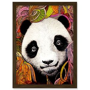 Doppelganger33 LTD Cute Panda In Bright Colourful Pattern Jungle Leaves Illustration Artwork Framed Wall Art Print A4 Doppelganger33 LTD Cute Panda In Bright Colourful Pattern Jungle Leaves Illustration Artwork Framed Wall Art Print A4