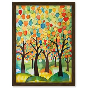 Artery8 Apple Tree Orchard Abstract Folk Art Landscape Watercolour Painting Artwork Framed A3 Wall Art Print Artery8 Apple Tree Orchard Abstract Folk Art Landscape Watercolour Painting Artwork Framed A3 Wall Art Print