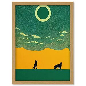 Artery8 - Abstract Wolves - Green - A4 - Framed Wall Art Artery8 - Abstract Wolves - Green - A4 - Framed Wall Art