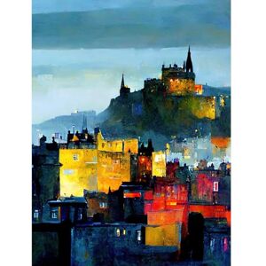 Doppelganger33 LTD Colourful Modern Edinburgh Castle Cityscape Acrylic Painting Large Wall Art Poster Print Thick Paper 18X24 inch Doppelganger33 LTD Colourful Modern Edinburgh Castle Cityscape Acrylic Painting Large Wall Art Poster Print Thick Paper 18X24 inch