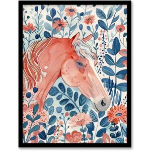 Artery8 Horse in Flower Field Pink Blue Watercolour Living Room Artwork Framed Wall Art Print A4 Artery8 Horse in Flower Field Pink Blue Watercolour Living Room Artwork Framed Wall Art Print A4