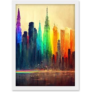 Doppelganger33 LTD Futuristic Modern Rainbow City Cityscape Skyline Artwork Framed A3 Wall Art Print Doppelganger33 LTD Futuristic Modern Rainbow City Cityscape Skyline Artwork Framed A3 Wall Art Print