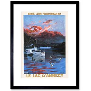 Wee Blue Coo Travel Mountain Lake D'annecy France Vintage Advertising Framed Wall Art Print Wee Blue Coo Travel Mountain Lake D'annecy France Vintage Advertising Framed Wall Art Print