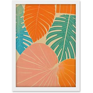 Wee Blue Coo Tropical Monstera Leaf Jungle Pastel Botanical Artwork Framed A3 Wall Art Print Wee Blue Coo Tropical Monstera Leaf Jungle Pastel Botanical Artwork Framed A3 Wall Art Print