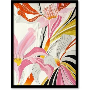 Artery8 Abstract Lily Flowers Pink Orange Yellow Design Living Room Artwork Framed Wall Art Print A4 Artery8 Abstract Lily Flowers Pink Orange Yellow Design Living Room Artwork Framed Wall Art Print A4