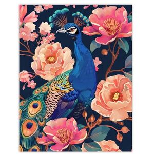 Artery8 Peacock Bird with Pink Flower Pattern Design Living Room Extra Large XL Wall Art Poster Print Artery8 Peacock Bird with Pink Flower Pattern Design Living Room Extra Large XL Wall Art Poster Print