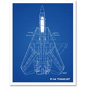 Artery8 Grumman F-14 Tomcat US Fighter Aicraft Blueprint Plan Art Print Framed Poster Wall Decor 12x16 inch Artery8 Grumman F-14 Tomcat US Fighter Aicraft Blueprint Plan Art Print Framed Poster Wall Decor 12x16 inch