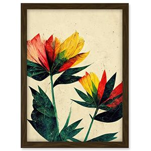 Doppelganger33 LTD Simple Abstract Floral Painting Red Yellow Green Artwork Framed A3 Wall Art Print Doppelganger33 LTD Simple Abstract Floral Painting Red Yellow Green Artwork Framed A3 Wall Art Print