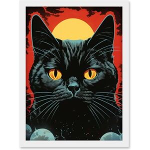 Artery8 In the Shadow of the Celestial Black Cat Vintage Pulp Art Sci-Fi Cover Artwork Red Yellow Blue Solar Eclipse Artwork Framed Wall Art Print A4 Artery8 In the Shadow of the Celestial Black Cat Vintage Pulp Art Sci-Fi Cover Artwork Red Yellow Blue Solar Eclipse Artwork Framed Wall Art Print A4