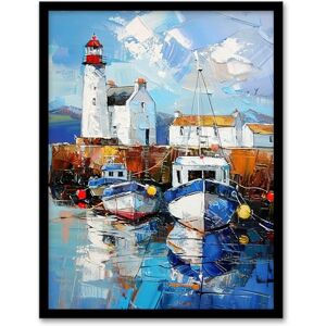 Artery8 Scottish Harbour Oil Painting Lighthouse Rustic Living Room Artwork Framed Wall Art Print A4 Artery8 Scottish Harbour Oil Painting Lighthouse Rustic Living Room Artwork Framed Wall Art Print A4