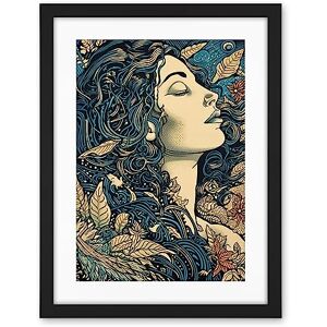 Artery8 Mother Nature Modern Boho Art Nouveau Linocut Artwork Framed Wall Art Print 18X24 Inch Artery8 Mother Nature Modern Boho Art Nouveau Linocut Artwork Framed Wall Art Print 18X24 Inch