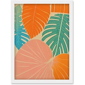 Wee Blue Coo Tropical Monstera Leaf Jungle Pastel Botanical Artwork Framed Wall Art Print A4 Wee Blue Coo Tropical Monstera Leaf Jungle Pastel Botanical Artwork Framed Wall Art Print A4