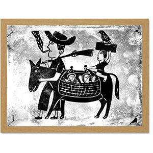 Wee Blue Coo Weird Transport Donkey Family Black White Grunge Art Large Framed Art Print Poster Wall Decor 18x24 inch Wee Blue Coo Weird Transport Donkey Family Black White Grunge Art Large Framed Art Print Poster Wall Decor 18x24 inch