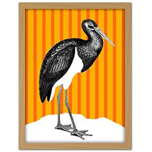 Wee Blue Coo Tall Birds On Stripes Black Stork Orange Artwork Framed Wall Art Print 18X24 Inch Wee Blue Coo Tall Birds On Stripes Black Stork Orange Artwork Framed Wall Art Print 18X24 Inch