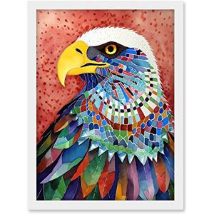 Artery8 Bald Eagle Bird With Multicoloured Feathers Folk Art Watercolour Painting Artwork Framed A3 Wall Art Print Artery8 Bald Eagle Bird With Multicoloured Feathers Folk Art Watercolour Painting Artwork Framed A3 Wall Art Print