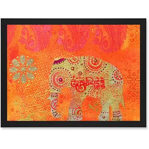 Wee Blue Coo DT Indian Collage Elephant Patterned Artwork Framed Wall Art Print A4 Wee Blue Coo DT Indian Collage Elephant Patterned Artwork Framed Wall Art Print A4