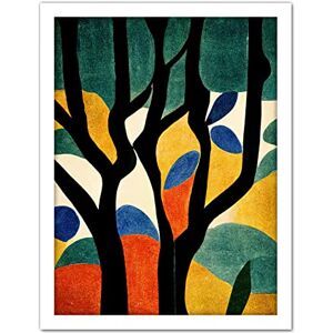Wee Blue Coo Simple Autumn Trees Orange on Blue Minimalist Matisse Style Painting Artwork Framed Wall Art Print 18X24 Inch Wee Blue Coo Simple Autumn Trees Orange on Blue Minimalist Matisse Style Painting Artwork Framed Wall Art Print 18X24 Inch