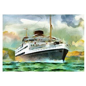 Wee Blue Coo Painting Maritime Mara Ocean Liner Ship Watercolour Wall Art Print Wee Blue Coo Painting Maritime Mara Ocean Liner Ship Watercolour Wall Art Print