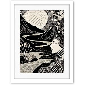 Artery8 Earth Goddess River Mountain Landscape Linocut Artwork Framed Wall Art Print 18X24 Inch Artery8 Earth Goddess River Mountain Landscape Linocut Artwork Framed Wall Art Print 18X24 Inch