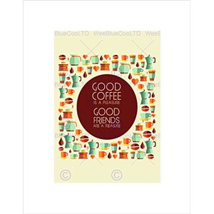Wee Blue Coo Good Coffee Pleasure Friends Treasure Quote Circle Wall Art Print Wee Blue Coo Good Coffee Pleasure Friends Treasure Quote Circle Wall Art Print