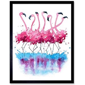 Wee Blue Coo Flamingos Dancing Watercolour Art Print Framed Poster Wall Decor 12X16 Inch Wee Blue Coo Flamingos Dancing Watercolour Art Print Framed Poster Wall Decor 12X16 Inch