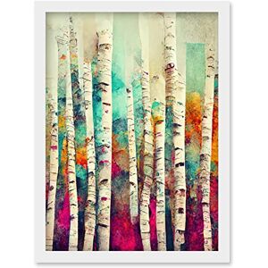 Wee Blue Coo Abstract Multi Coloured Birch Tree Forest Vibrant Colourful Oil Painting Artwork Framed Wall Art Print A4 Wee Blue Coo Abstract Multi Coloured Birch Tree Forest Vibrant Colourful Oil Painting Artwork Framed Wall Art Print A4