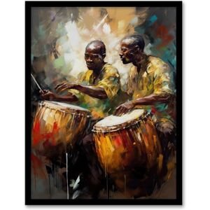 Artery8 African Drum Players Oil Painting Orange Yellow Blue Drummer Beat Traditional Music Songs Artwork Framed Wall Art Print A4 Artery8 African Drum Players Oil Painting Orange Yellow Blue Drummer Beat Traditional Music Songs Artwork Framed Wall Art Print A4